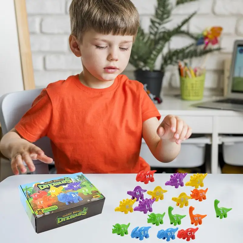 Alfabeto dino combinando brinquedos carta dinossauro jogo de correspondência colorido pré-escolar carta quebra-cabeças engraçado pré-escolar brinquedo de motor fino para