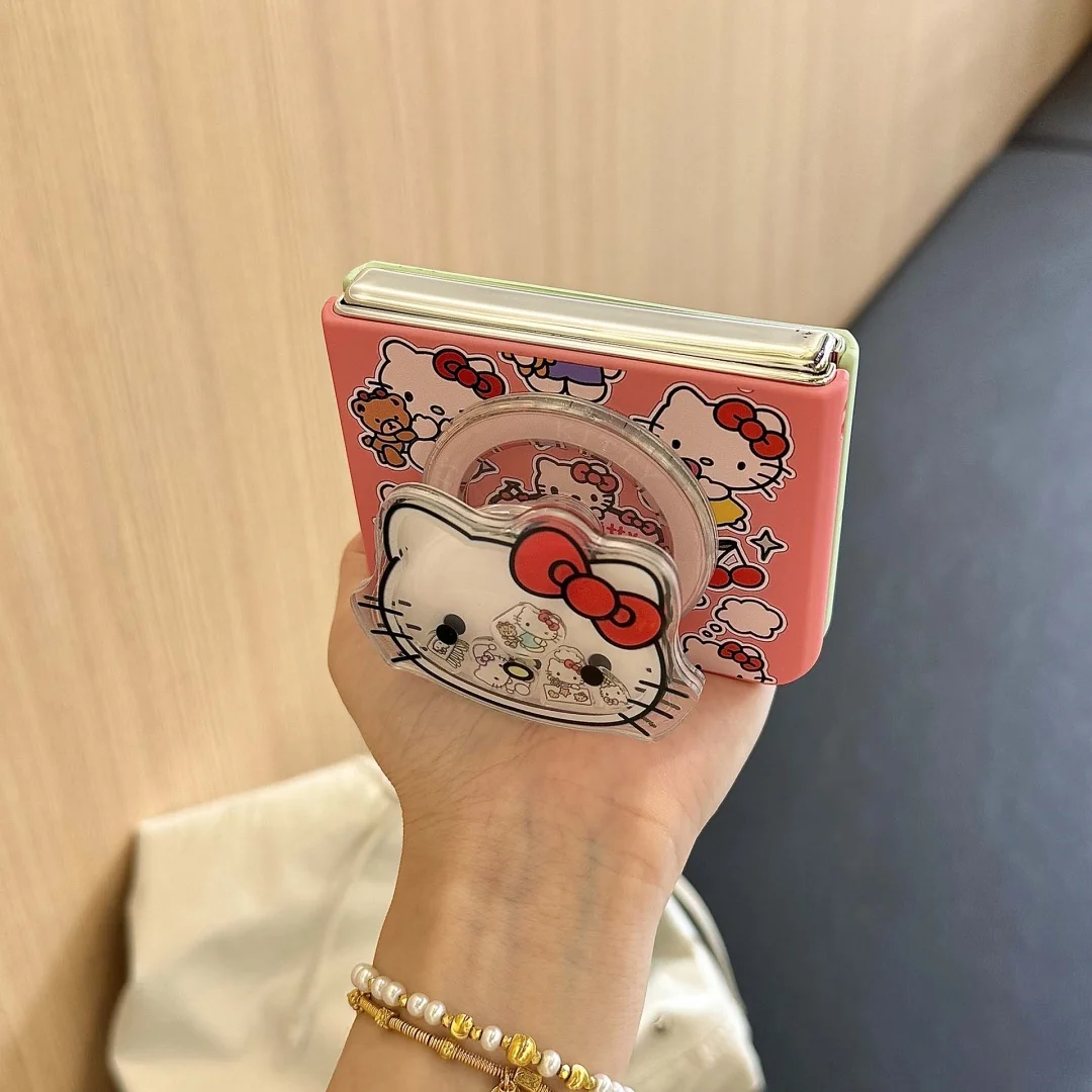 日本韓国風のかわいいハローキティケース、Samsung Galaxy Z Flip 3 4 5 6 7 FE用、耐衝撃、Magsafe対応、磁気ワイヤレス充電カバー