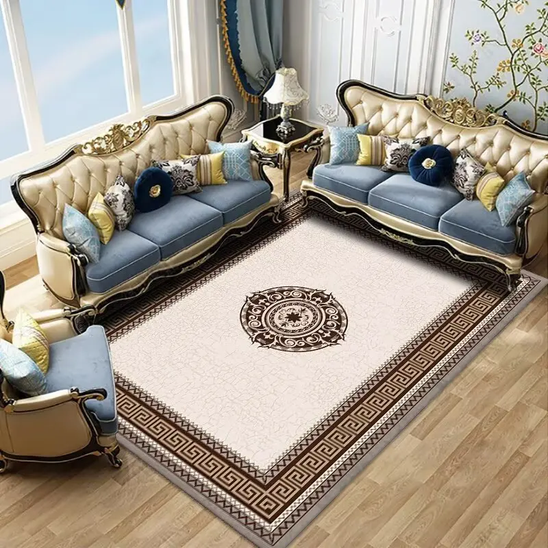 European Light Luxury Simple Style Carpets for Living Room Soft Foldable Dining Room Rug Machine Washable Easy Clean Lounge Mat