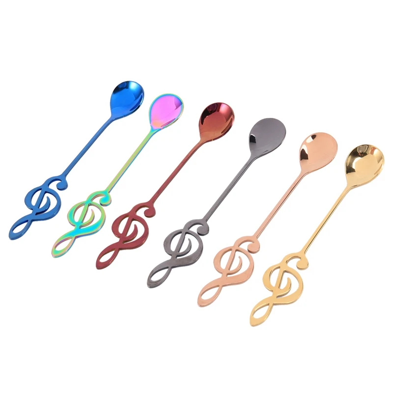 Music Note Spoons 12-Pack Creative Cute Teaspoons 18/10 Stainless Steel Staff Musical Notation Shaped Coffee Spoons