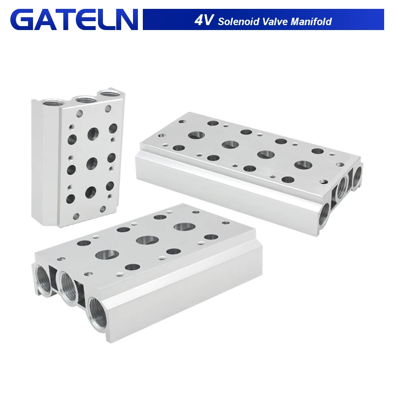 

4V100M 4V200M 4V300M 4V400M Manifold for Solenoid Valves Plate Base Air Exhaust for 4V210 4V110 4V310 4V410