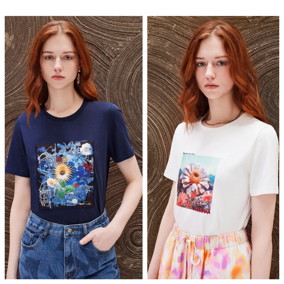 Spain foreign trade new fashion loose print embroidery round neck women's T-shirt short sleeve