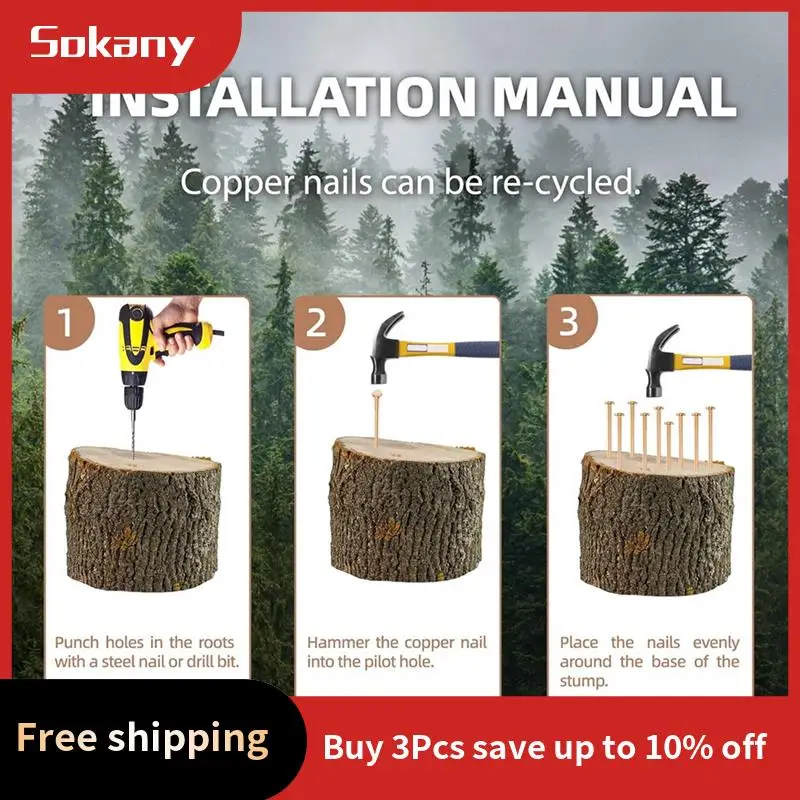 A59E-25Pcs clous en cuivre pour souches d'arbre 3.14 pouces de Long clous en cuivre pur en vrac avec foret pour enlever les clous de souches pour arbre