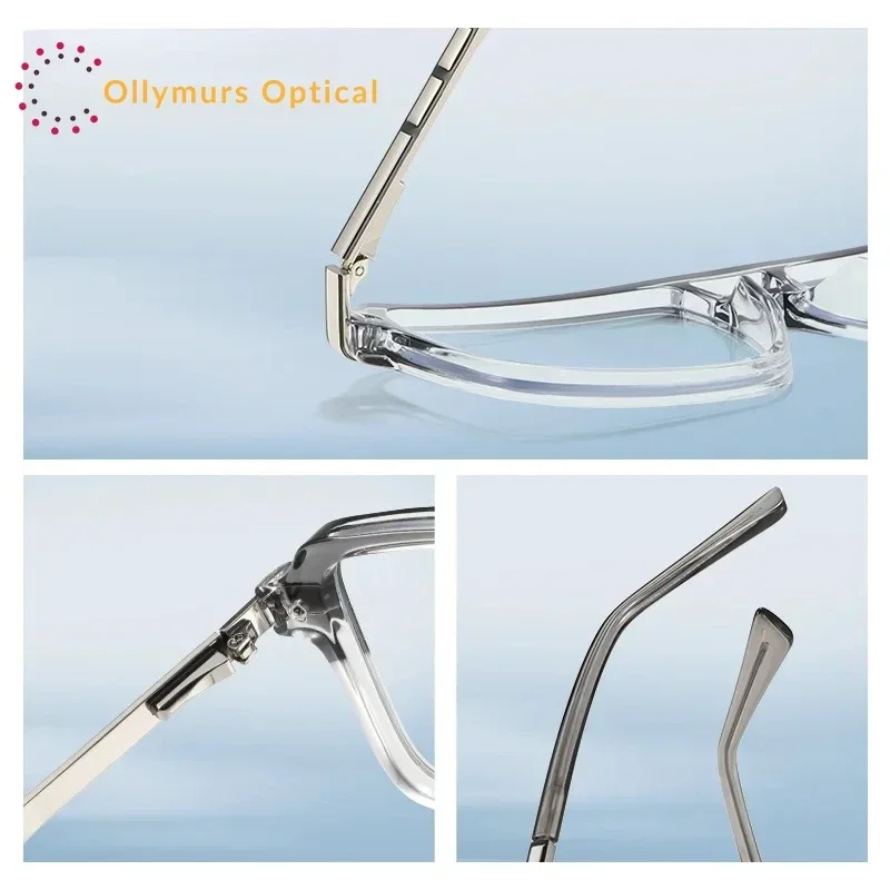 Ollymurs  Beam Men's Blue  New Large FrameLight Reading Glasses Can Be Customized Personalized Geometric Double Prescription