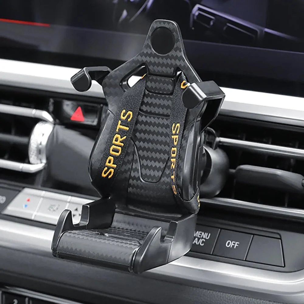

360 Carbon FiberRacing Seat Shaped Car phone holder,Universal Air Vent Phone Holder Fixed seat For Samsung, Xiaomi, iphone