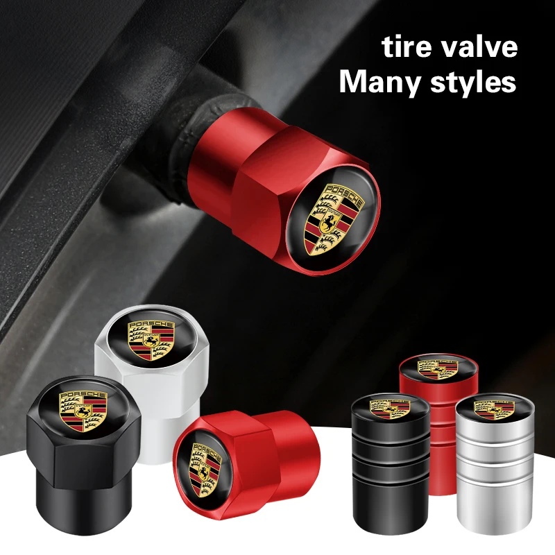 Car Styling Metal Car Tire Valve Caps Dust Prevention Accessories For Porsche Cayenne Macan 911 Panamera 718 Taycan Gt3 928 944