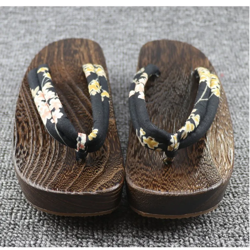 WHOHOLL Japanese Women Slipper Wooden Clogs Japanese Geta Flip Flops Cosplay Clogs Shoes Wedge Sandals Summer Women Shoes