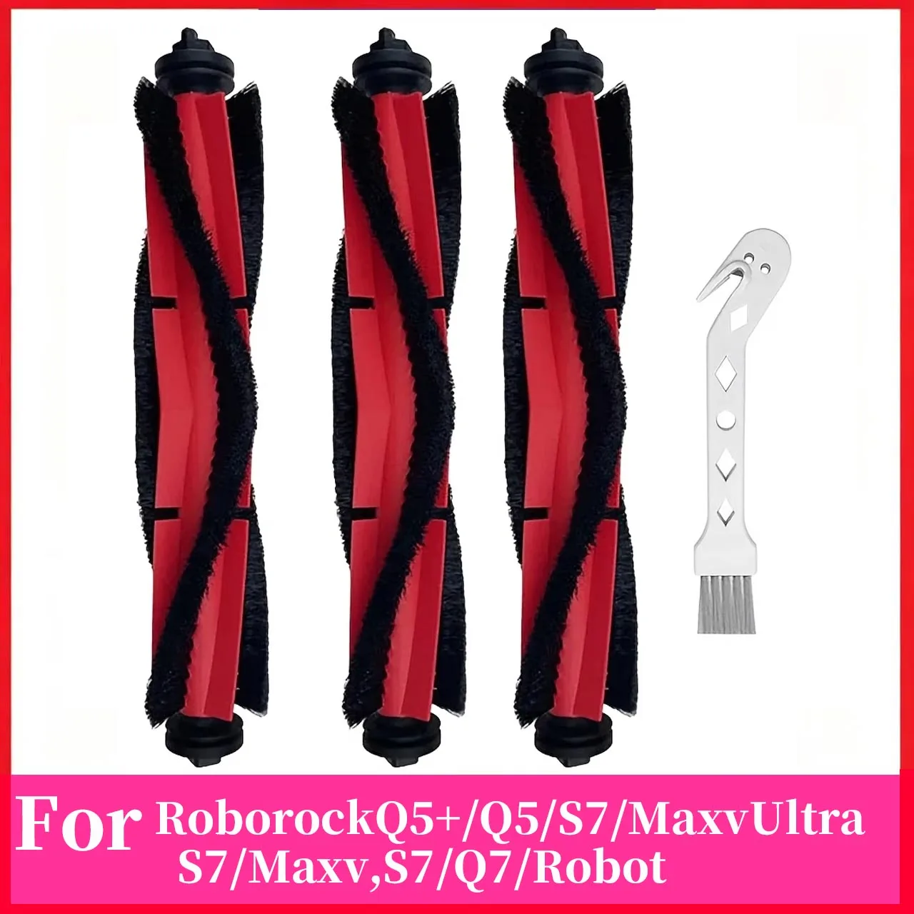 Main Brush for Roborock Q5+, Q5, S7 MaxvUltra, S7 Maxv,S7, Q7 Robot VacuumReplacement Parts Carpet Roller Brush