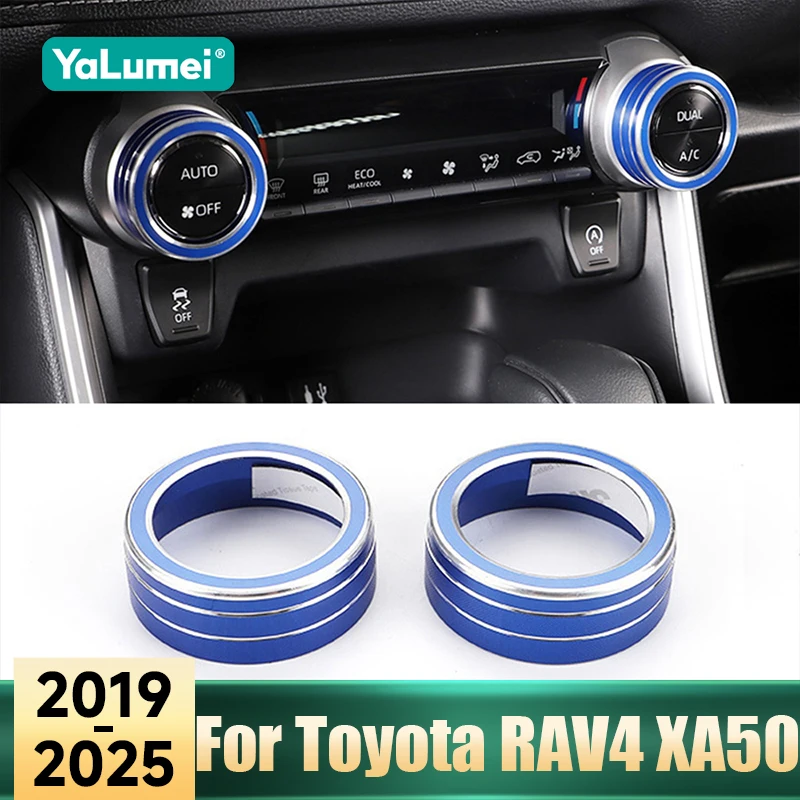 For Toyota RAV4 XA50 Hybrid 2019 2020 2021 2022 2023 2024 2025 Car AC Control Switch Button Rings Radio Audio Knob Trim Cover