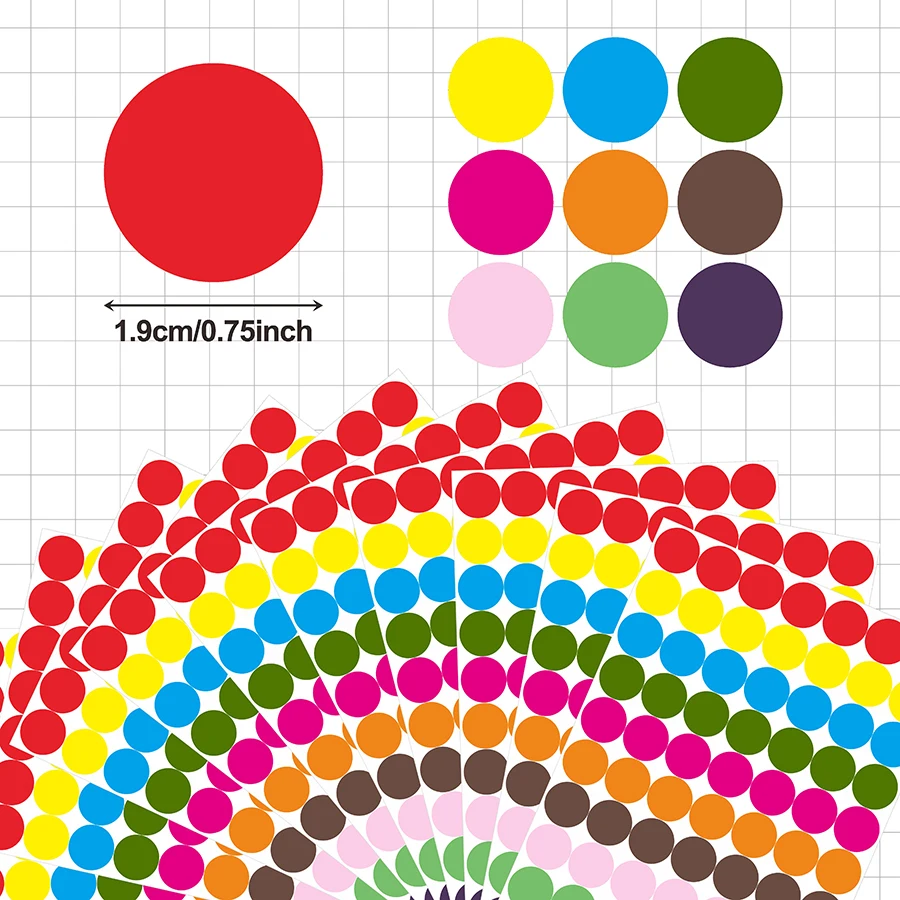 700 Pcs 3/4" Color Dot Stickers, 10 Colors, Round Labels for Inventory, Office Marking, DIY Storage Use