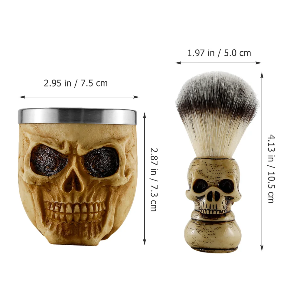 Skull Beard Brush Electric Shavers Men Shaving Kit Cream Bathroom Bowl And Nylon Multi-use Travel