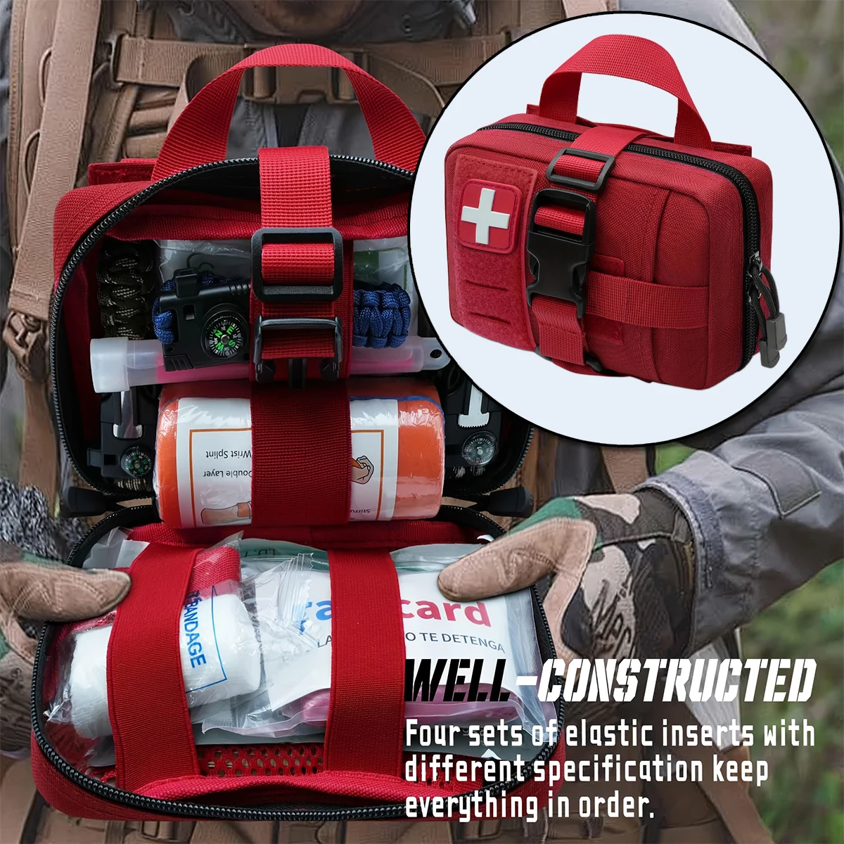 

Tactical Molle IFAK Pouch 1000D Laser Cut Rip-Away Emt First Aid Bag Medical Kit for Outdoor Emergency Hunting Pack Vest Belt
