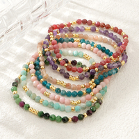 1pc women's fashionable retro bohemian style multi-color mixed color natural stone bead bracelet suitable for daily gift giving