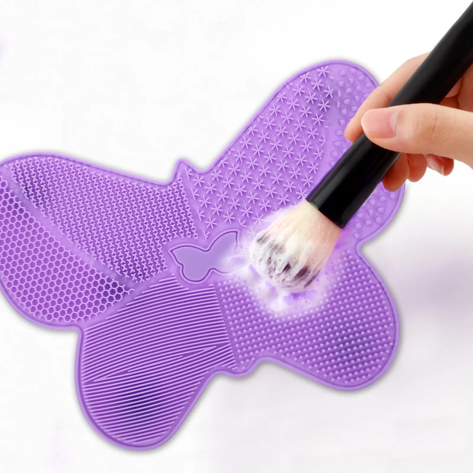 1Pcs Butterfly Style Brush Cleaning Pad Eco Friendly Silicone Makeup Tool Deep Cleans Bristles Gently Compact Storage Beauty
