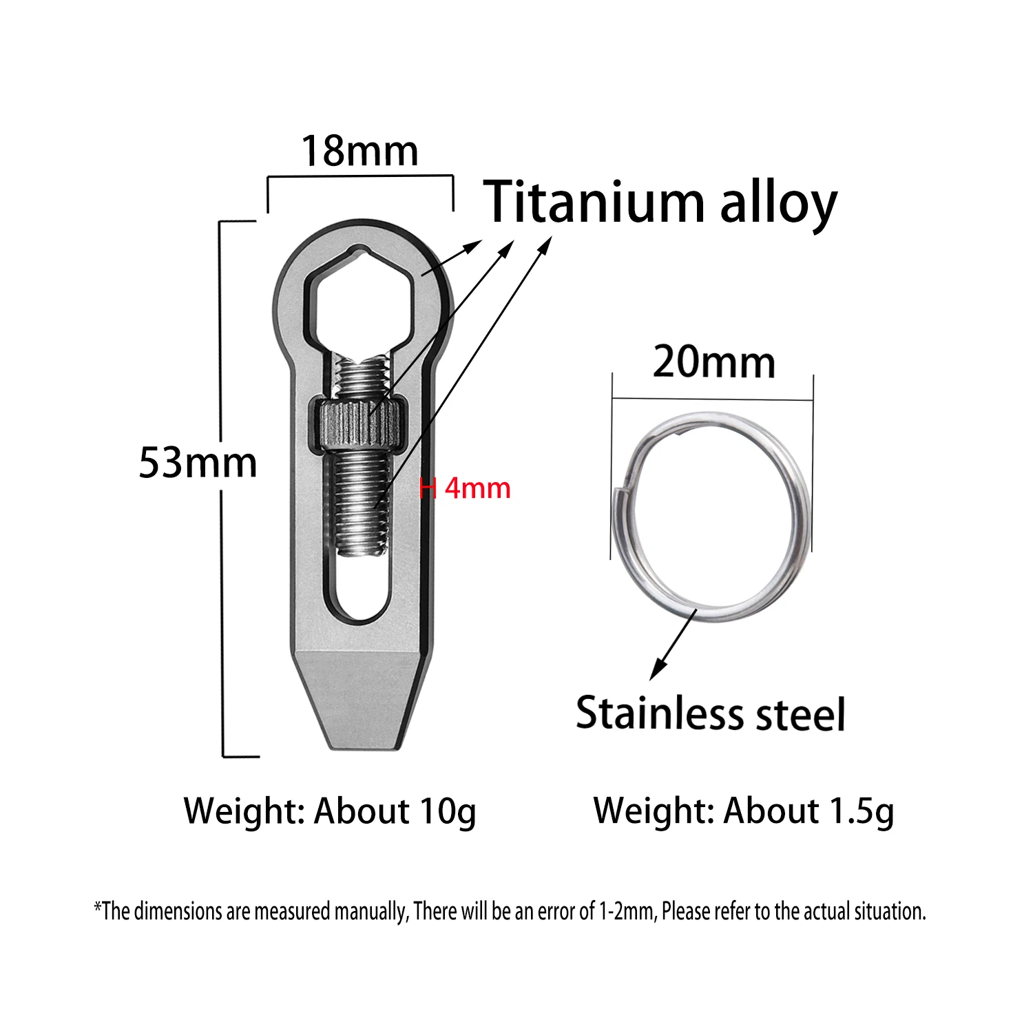 Small Scale Self Tightening Wrench Titanium Alloy Multifunctional Portable Outdoor Camping EDC Silver Pry Bar
