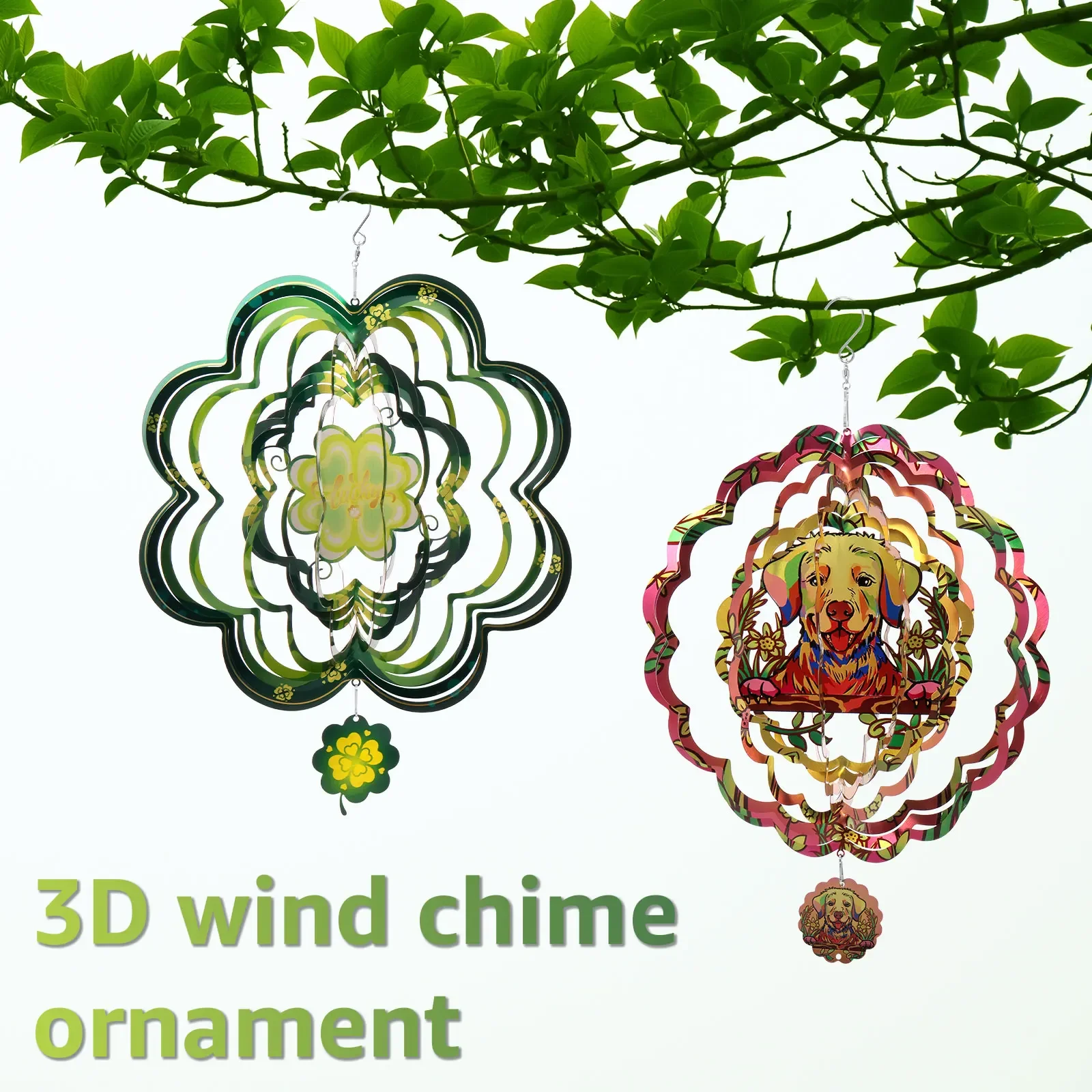 

Outdoor 3D Wind Spinners Garden Hanging 3D Wind Chimes Sun Catcher Gazing Ball Spiral Tail Stabilizer Fairy Garden Hanging