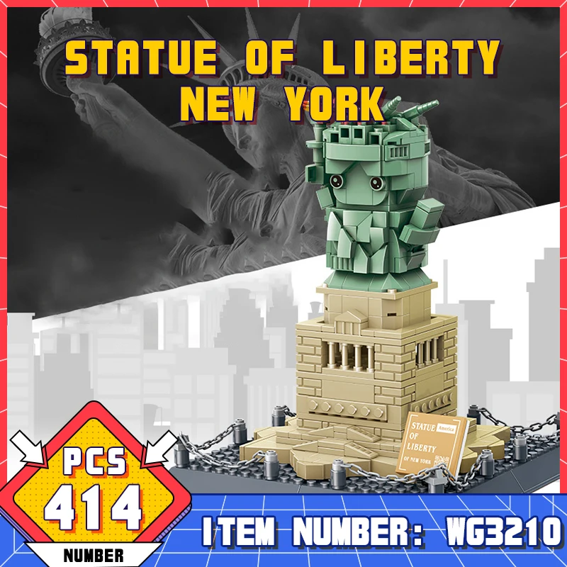 

World Architecture Model Building Q Version Of The Statue Of Liberty Plastic Blocks Toys for Kids Birthday Gift