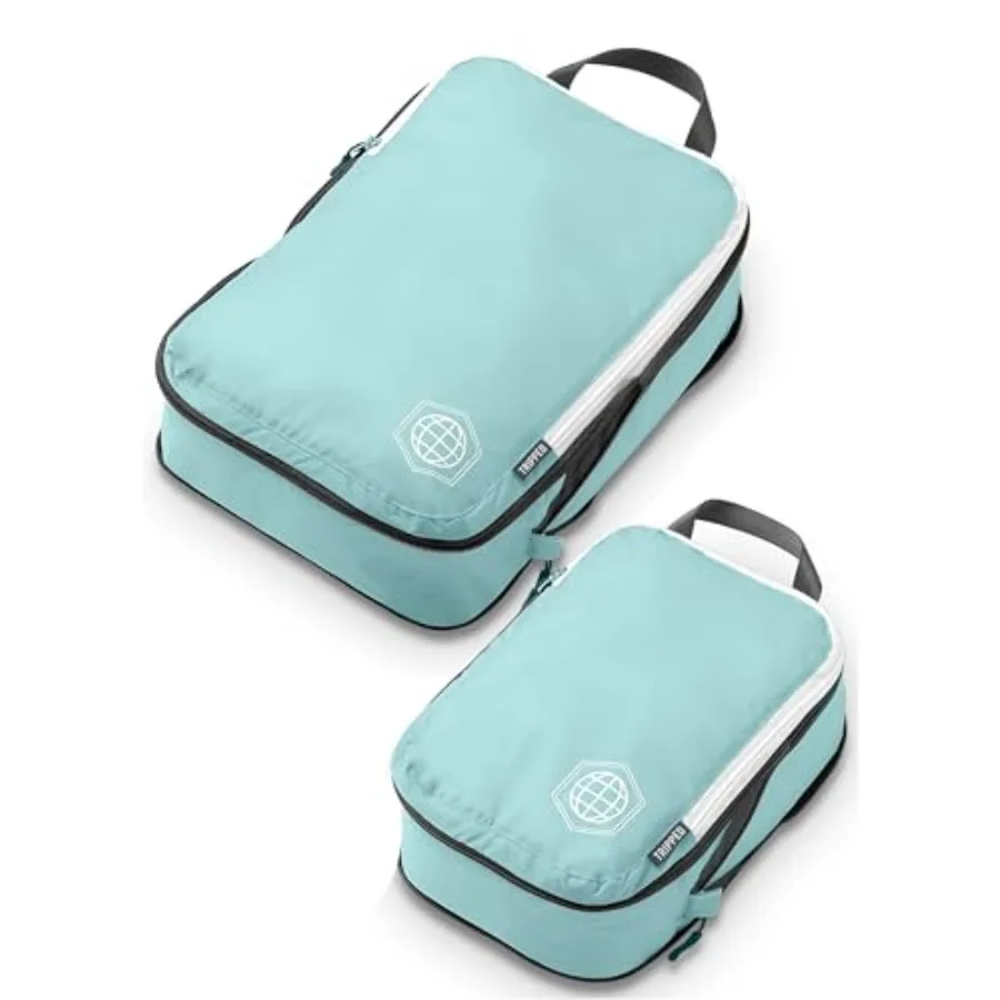 

Набор компрессионных упаковочных кубов для ручной клади - легкие и прочные органайзеры для одежды в темно-синем цвете с застежками-молниями