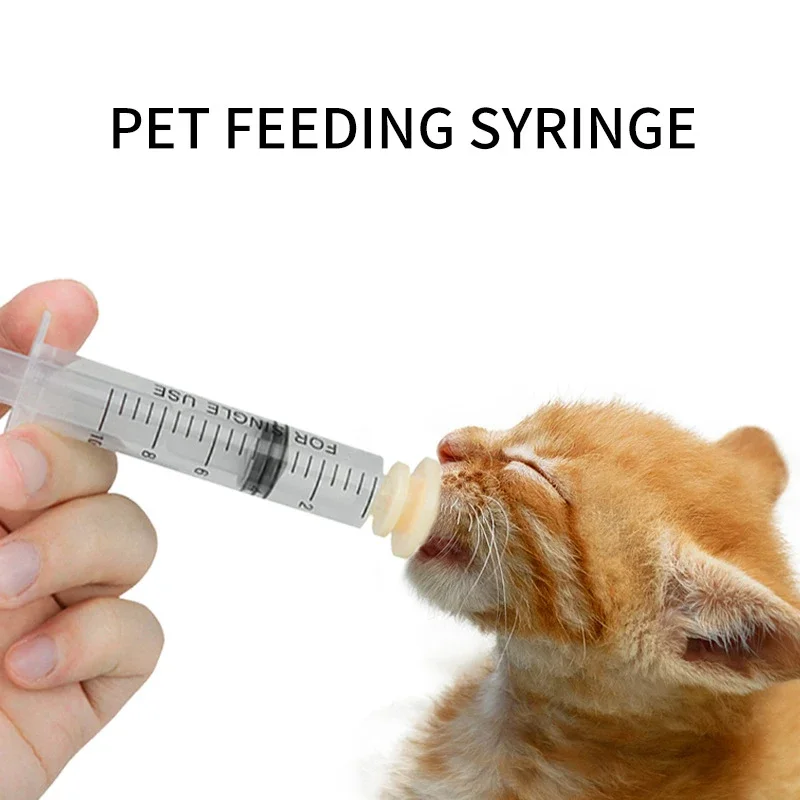 Newborn Pet Feeding Nipple Dog Cat Feeding Pacifier Hamster Rabbits Kittens Puppies Feeding Bottle Syringe with Silicone Nipple