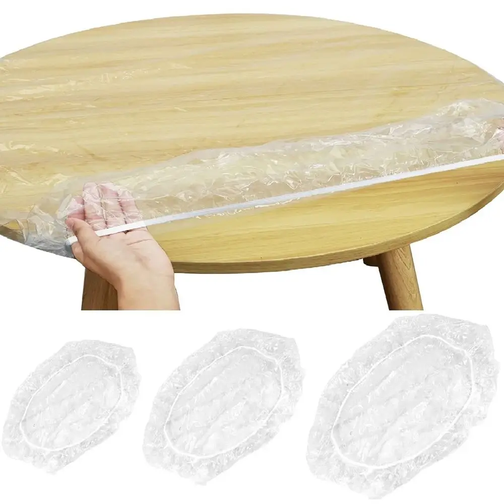 10Pcs Thickened PE Disposable Tablecloth Elastic Mouth Round Square Table Cover Kitchen Accessory Wedding Home Banquet