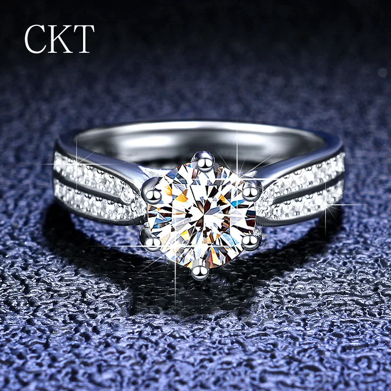 Original PT950 Platinum Ring Sparkling D Color 3 Carat Solitaire Moissanite Lab Diamond Rings Wedding Band Jewelry for Women