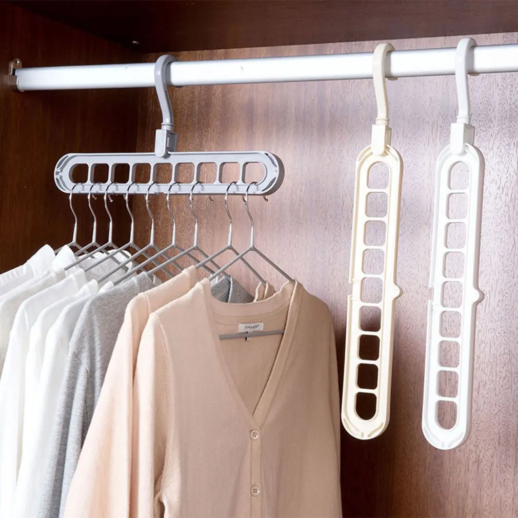 2024 New Rotating Nine-Hole Hanger Multi-Function Multi-Layer Folding Magic Hanger Wardrobe Storage Plastic Rack Fast shipping