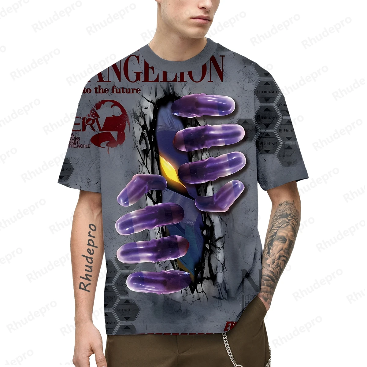 Camiseta Neon Genesis Evangelion masculina, camisas anime, manga curta, tendência infantil, hip hop, roupa de presente, roupa Y2K, 2024