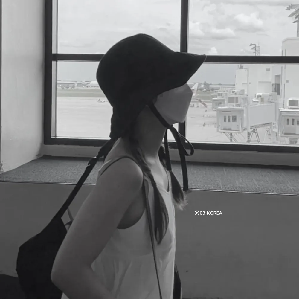 หมวกกันแดดเชือกกันลมลำลองหมวกชาวประมงบางสีทึบหมวกกันแดดหมวกกันแดดมีเชือกผูกสำหรับกิจกรรมกลางแจ้ง