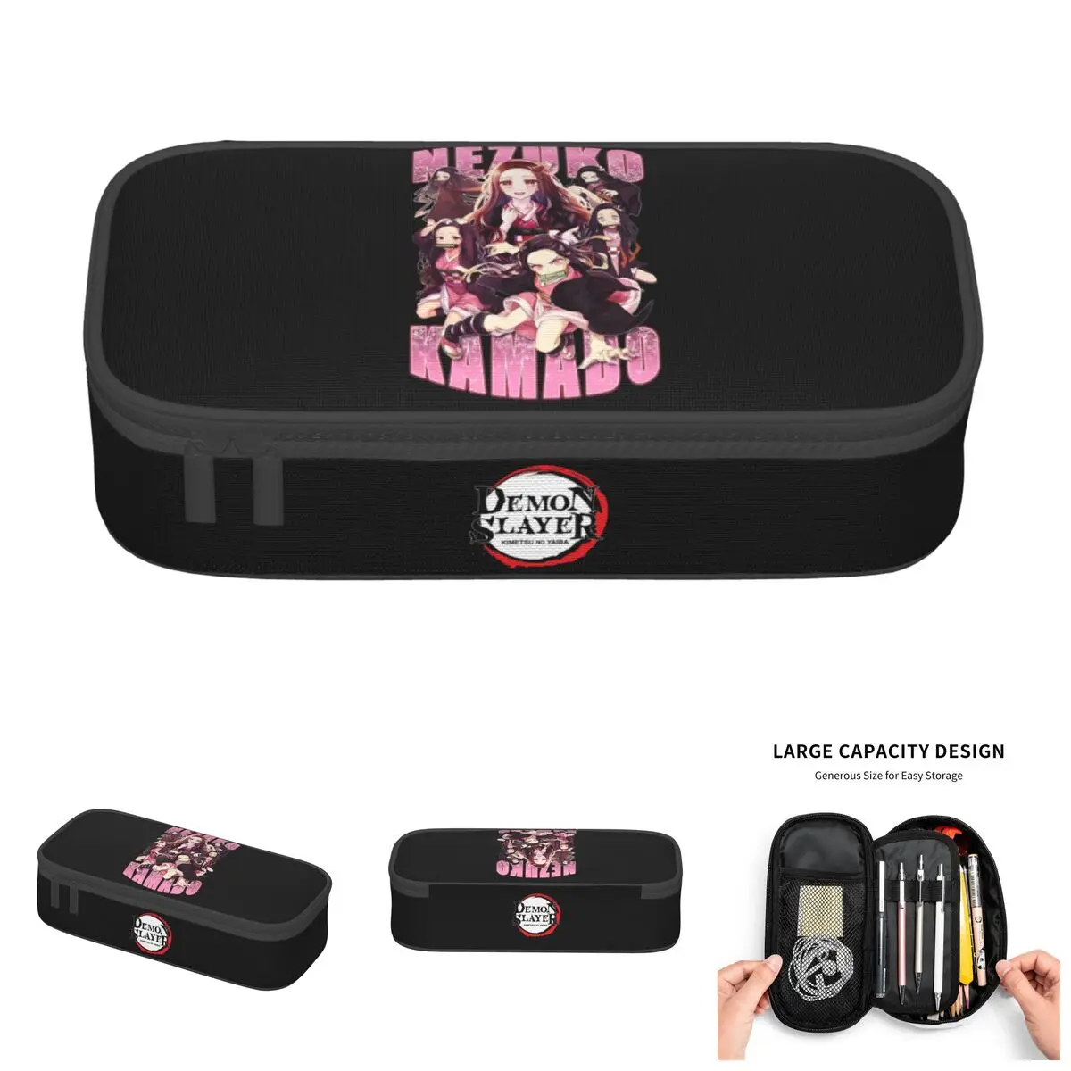 

Demon Slayer Nezuko Cute Pencil Cases Boy Girl Large Capacity Anime Manga Pencil Pouch Students Stationery