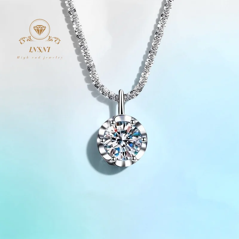 

1CT/2CT D Color Moissanite Necklace Sparkling Crown Flower Chain S925 Sterling Silver Luxury Jewelry GBA Certified with Free
