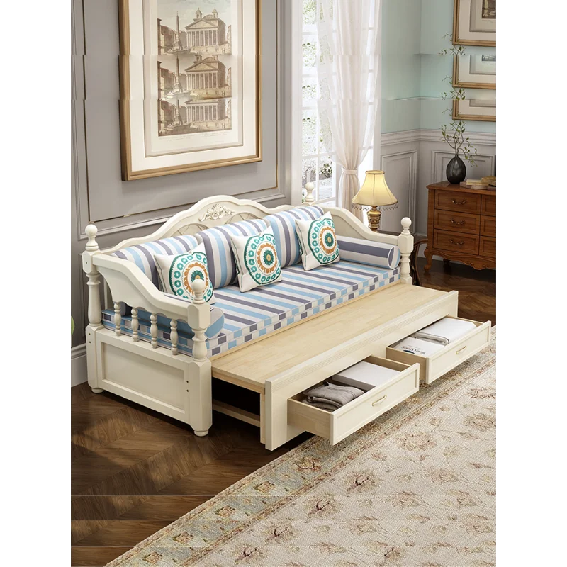 

Складной диван-кровать, новинка 2024, гостиная из цельного дерева, маленькая квартира, простая многофункциональная двойная кровать для сидения и сна, двойного назначения