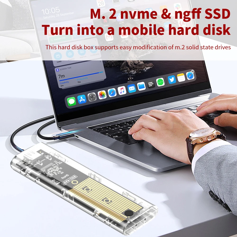 M.2 NGFF/NVME - USB3.0 모바일 하드 디스크 케이스 SATA SSD Type-C 5Gbps 인클로저 어댑터