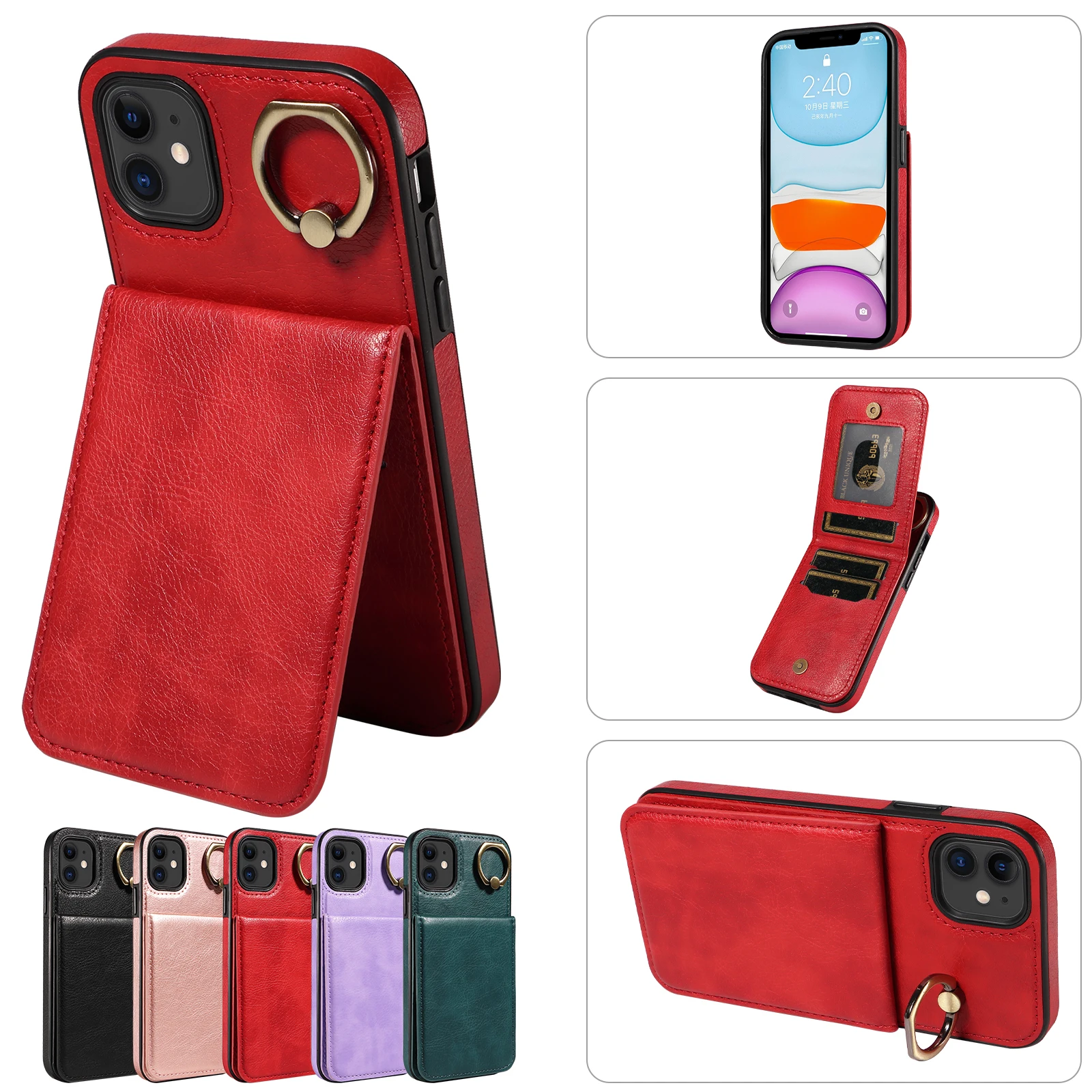 

Leather Phone Case iPhone 14/plus/pro/pro max With Magnetic Card Slot And Holder Function Convenient For Carrying And Use