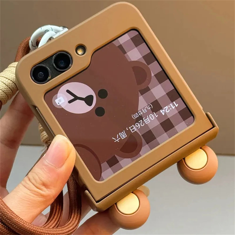 Ins Korea Cute Cartoon Bear Ears Case For Samsung Galaxy Z Flip7 Flip 6/5/4/3 For Motorola Razr 60 40 50 Ultra Japan Anime Cover - náhled 5