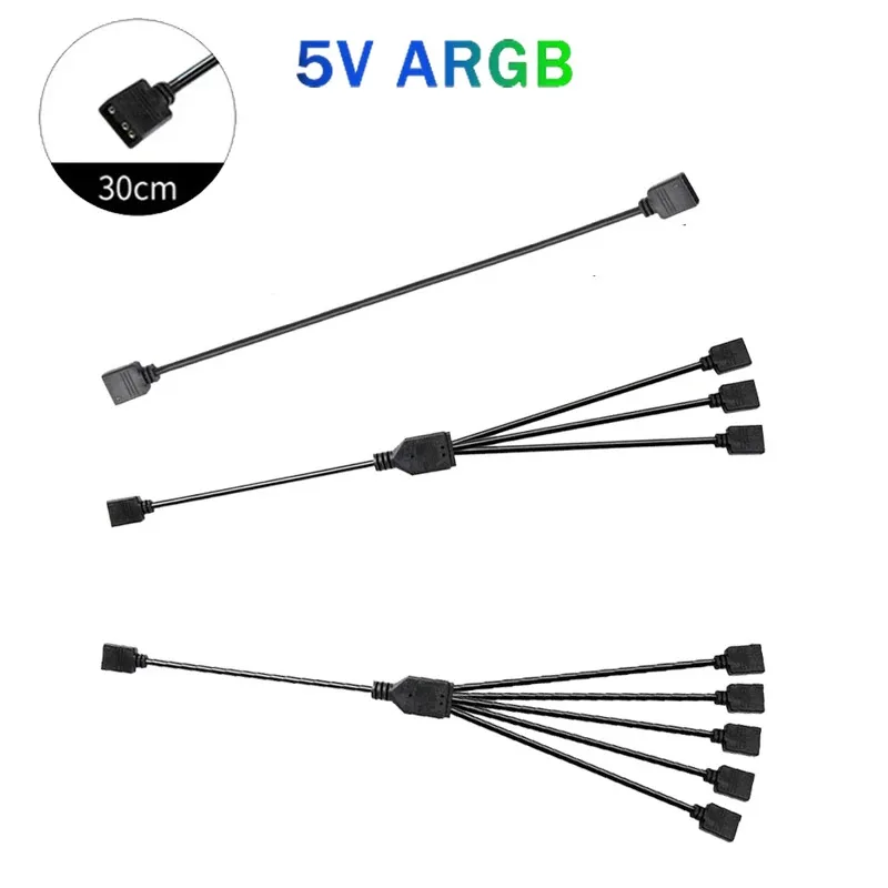 5V 3-Pin Addressable ARGB Female to Female Splitter Extension Cable for Extending PC Computer Fans
