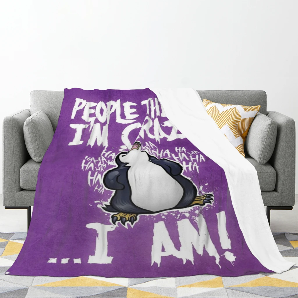 Crazy-P-Enguin Familie Woonkamer Pluizige Fleece Gooien Camping Dekens Voor Kinderen Sofa Gooien Dunne Deken Modern Mode Cadeau