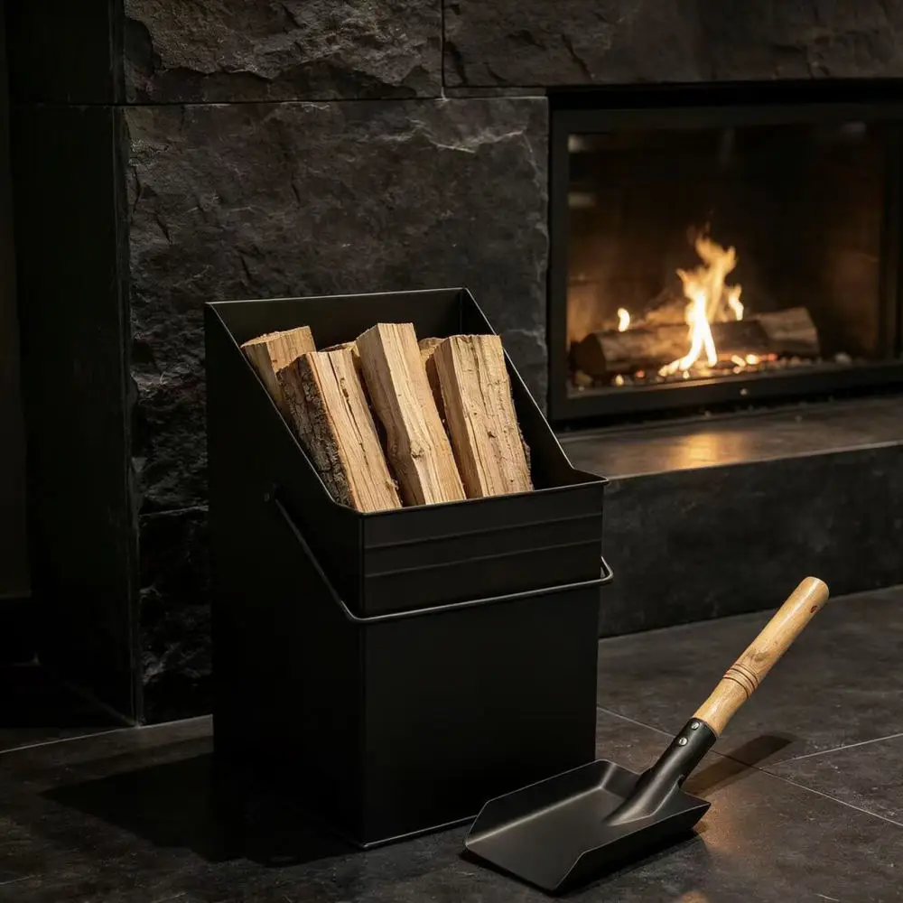 Fireplace Ash Storage Bucket Metal Shovel Kit For Stove Hearth Cleaning Durable Iron Container Indoor Outdoor Tools view 5
