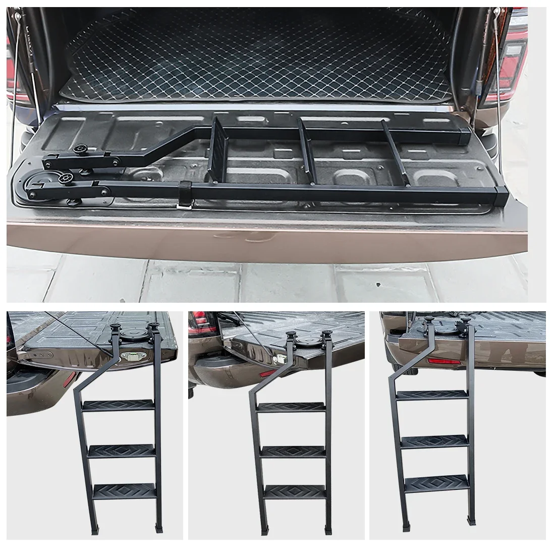 Universal Rear Tailgate Folding Ladder Tailgate Step Ladder For Ford Ranger Wildtrak XLT XLS Rear Door Ladder Protective Frame