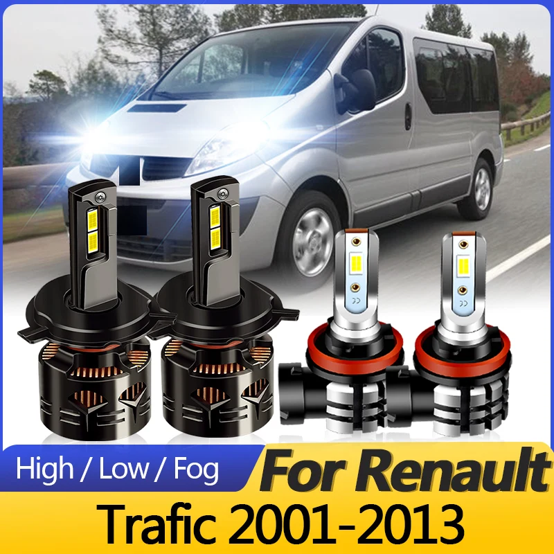 2PCS High quality Canbus LED Headlight Car Light H4/9003 Hi/Low Beams H1 Fog Beam For Renault Trafic 2001-2013 30000LM Plug&Play