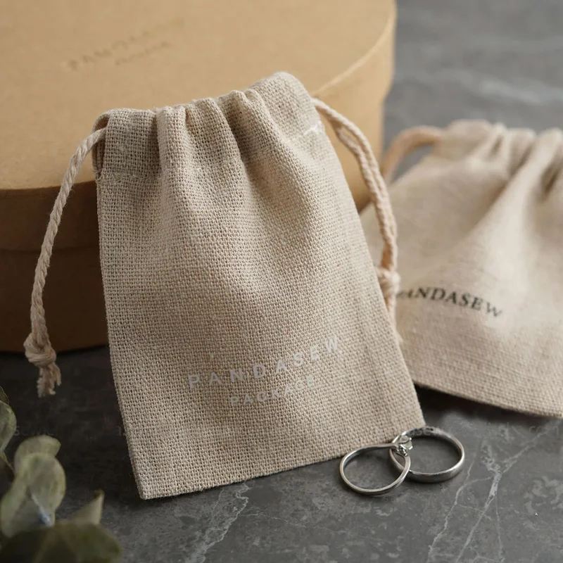 Natural Linen Gift Bags 5x7cm to 15x20cm pack of 50 Makeup Jewelry Packaging Pouches  High quality Sew Jute Drawstring Sack