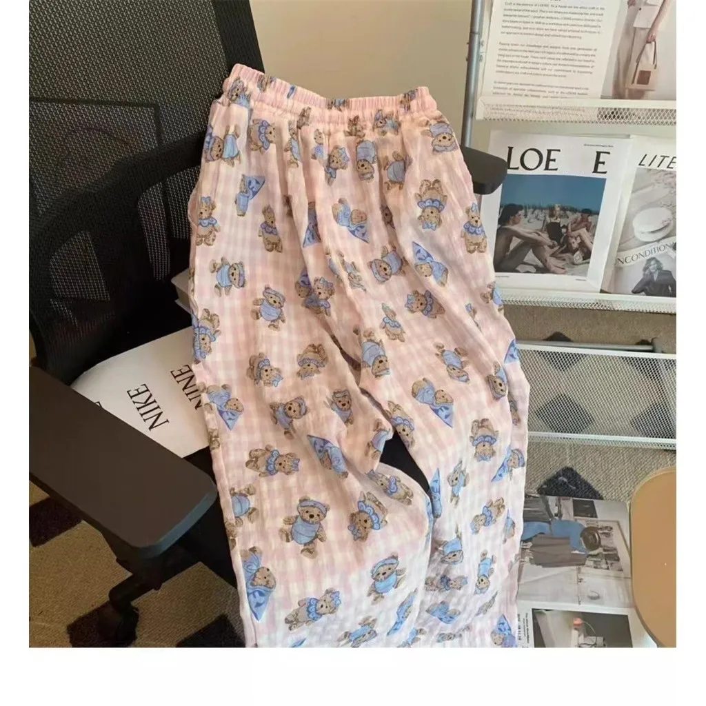 

Embrace summer, short sleepwear, sports, high waist, slimming, wide legs, loose floral home cotton pants for women