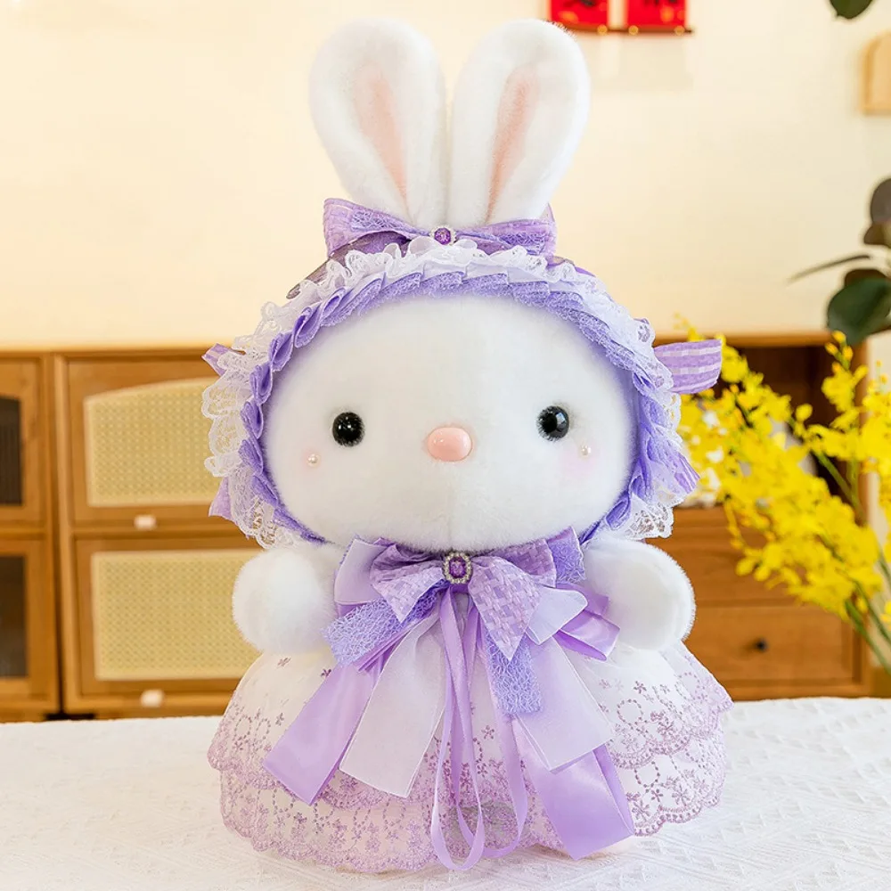 

Princess Dress Long-eared Rabbit Plush Doll Bow Ribbon Lace Headband Rabbit Plush Toy Cute Creative Cartoon Fluffty Doll Cosplay