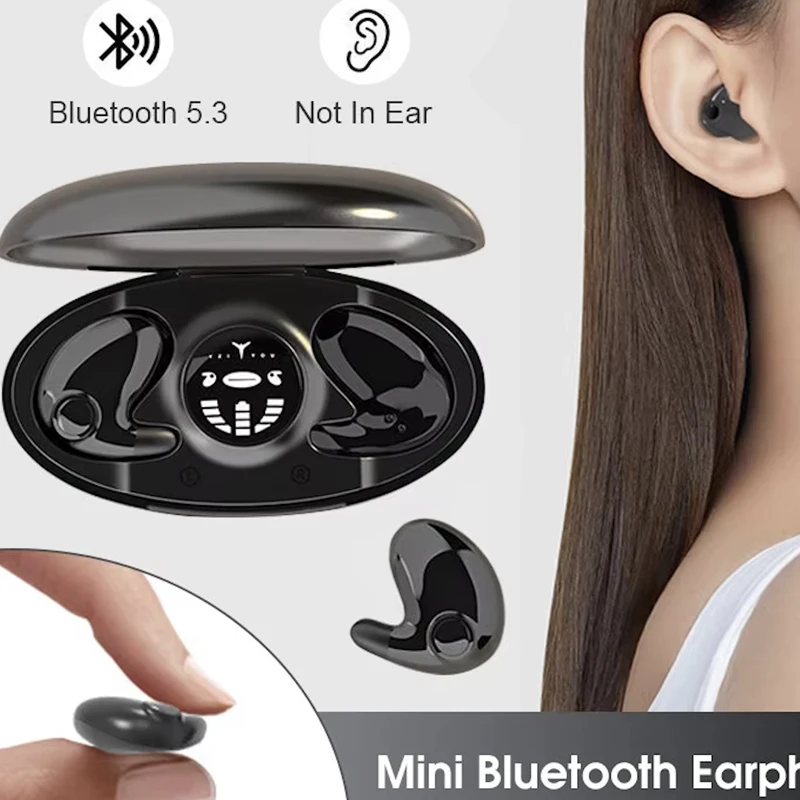 

Bluetooth 5.3 Headphones Invisible Ultra-Thin Not In Ear Led Power Display Wireless Bluetooth Headset True Wireless Headphones