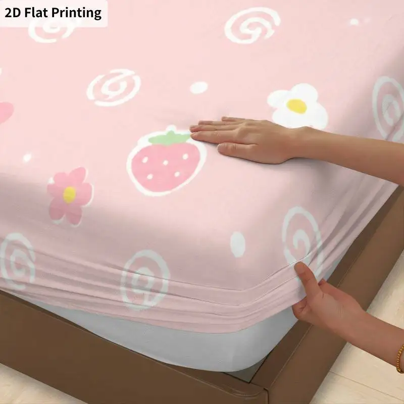 3Pcs Pinkfloral Fitted Sheet Three Piece Set (1*Fitted Sheet + 2*Pillowcases, Coreless), Bedding Set