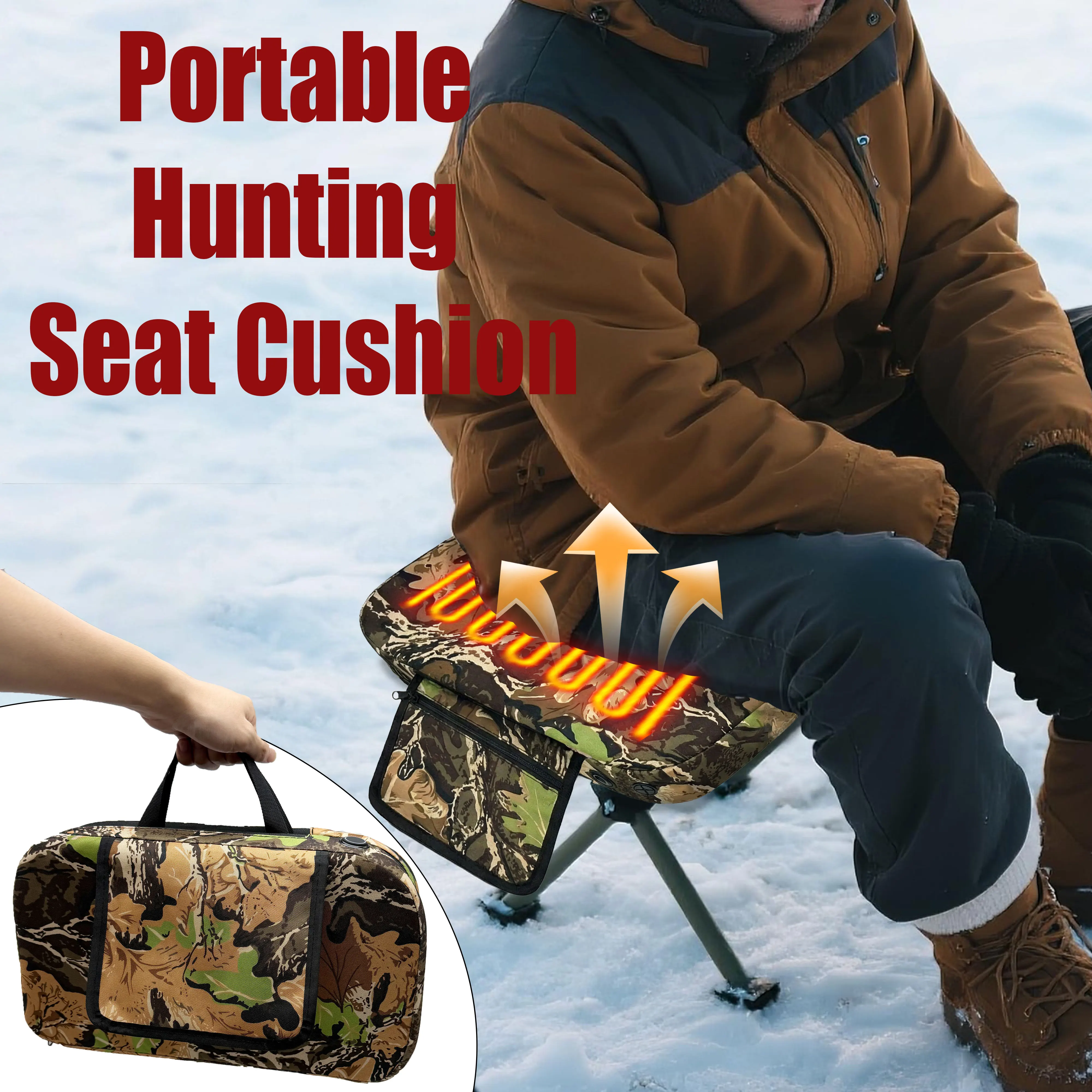 Portable Heated Hunting Seat Tree Stand, USB Comfort Foldable Heating Seat Mat, Suitable for Outdoor Stadium Ice Fishing, Campin