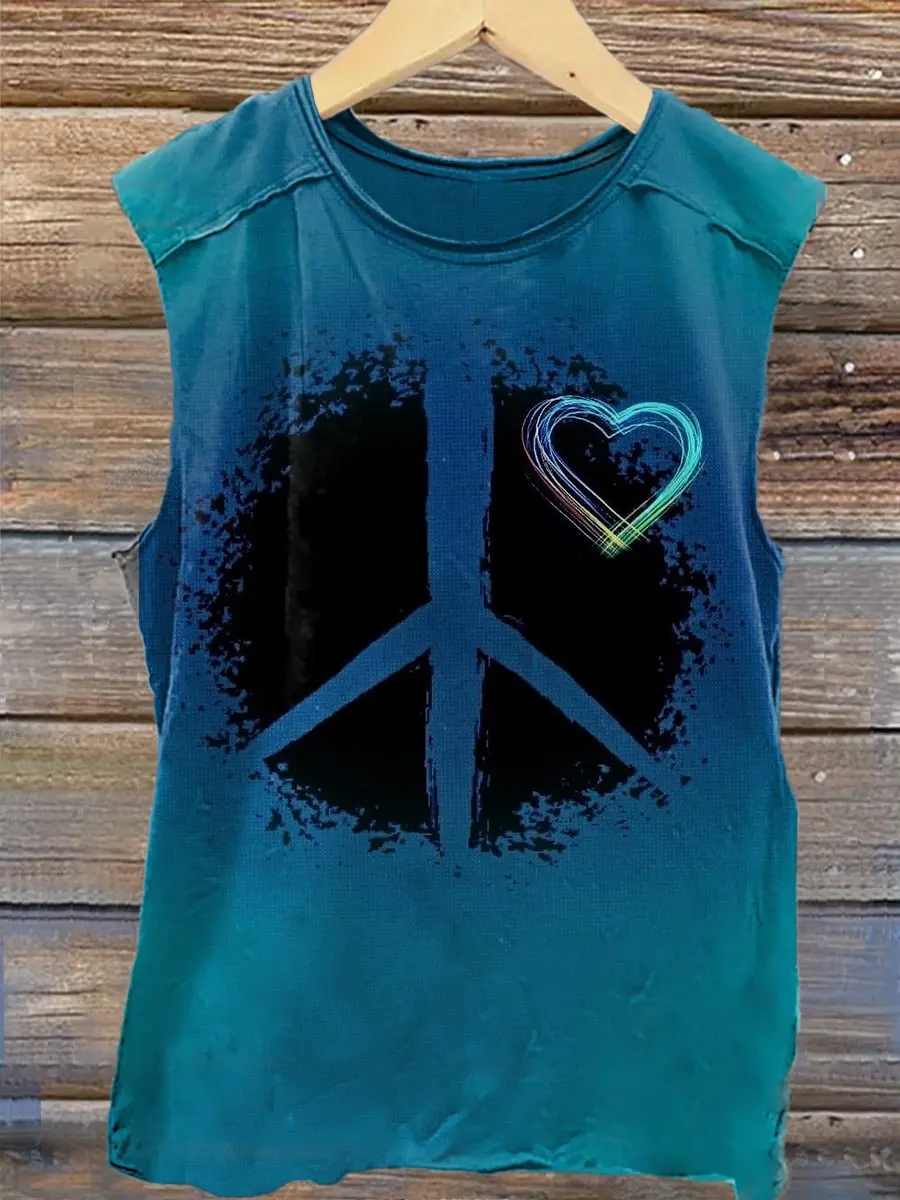 

Hippie Love Peace Flowers 3D Print Casual Unisex Tank Top Summer Tops T shirts