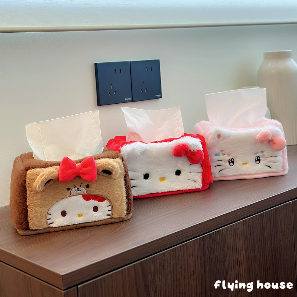 

Kawaii Hello Kitty коробка для хранения салфеток милый кот японский настольный пылезащитный ящик для салфеток с крышкой домашний декор моющиеся подарки