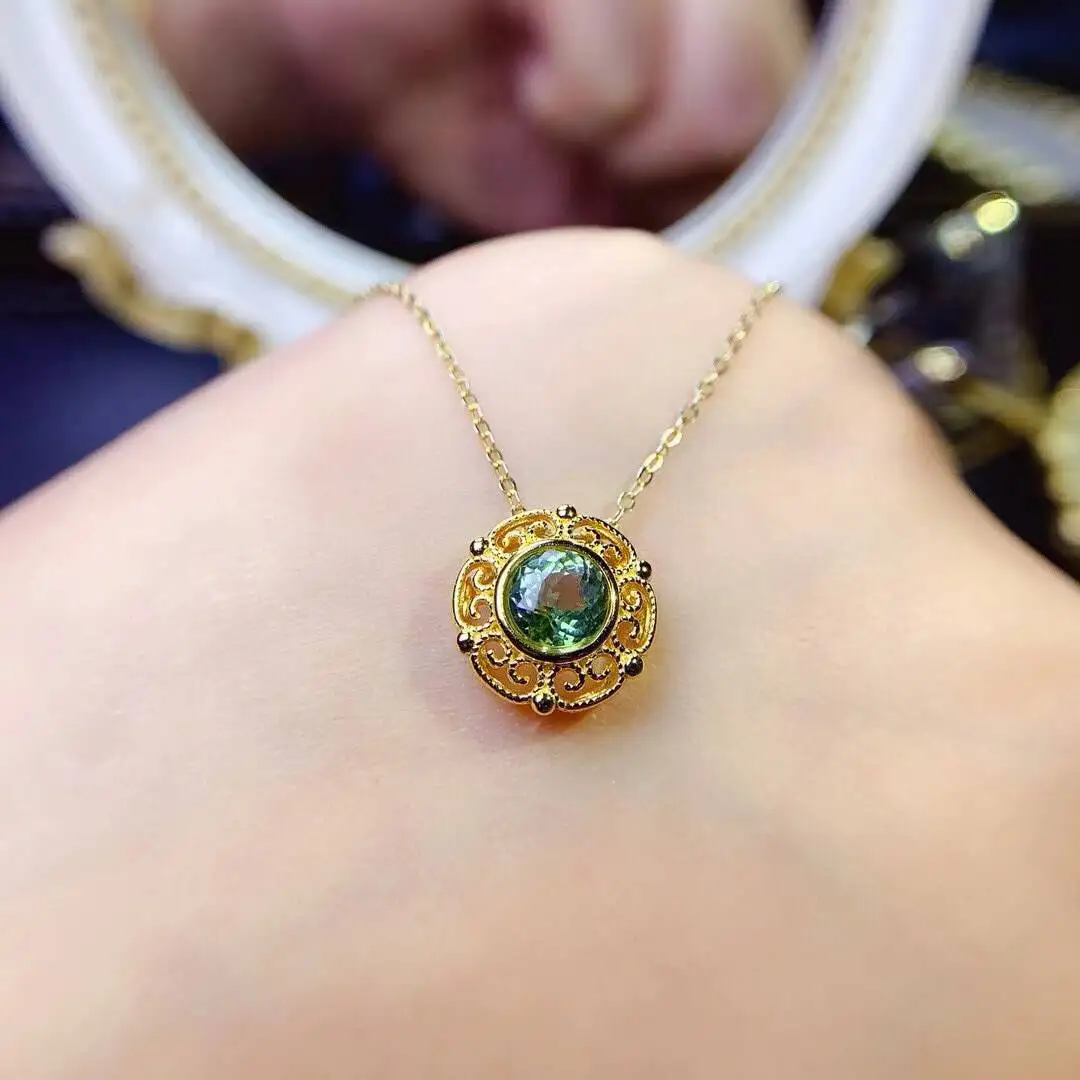 

KJJEAXCMY New style Jewelry Natural Women's Tourmaline Pendant 925 silver inlay Brilliant colors High clarity supports detection