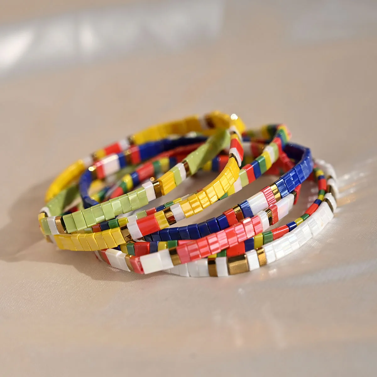 7-teiliges Tila-Perlen-Armband für Damen, modisch, kein Verblassen, Glas, stapelbar, bunter Charme, Pulseras Femme, Schmuckzubehör