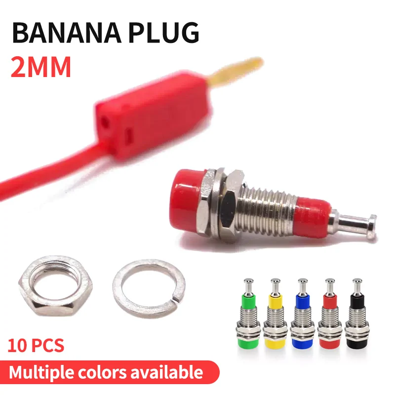 

10PCS 2mm Banana Socket 2mm Test Socket Panel Socket Safety with 2mm Banana Plug Connector